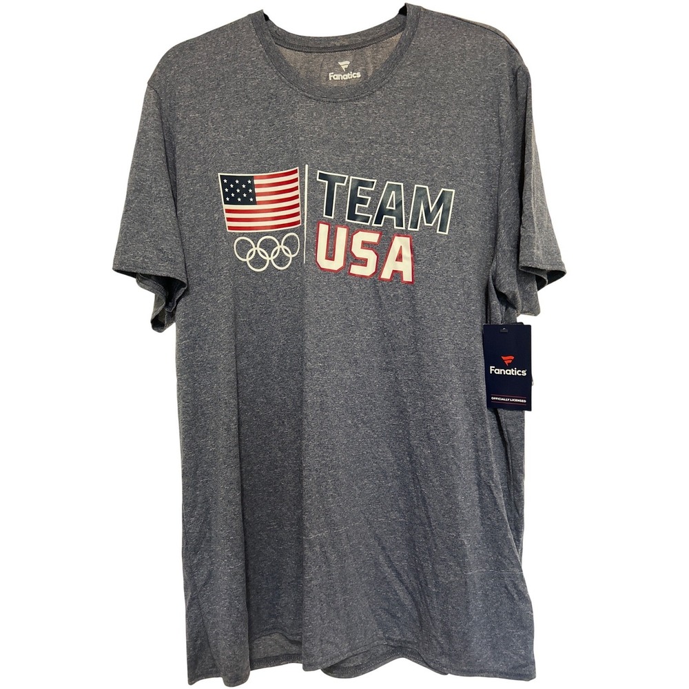 Fanatics Team USA Olympic T-Shirt Mens XL Heather Navy Blue Graphic Tee NWT